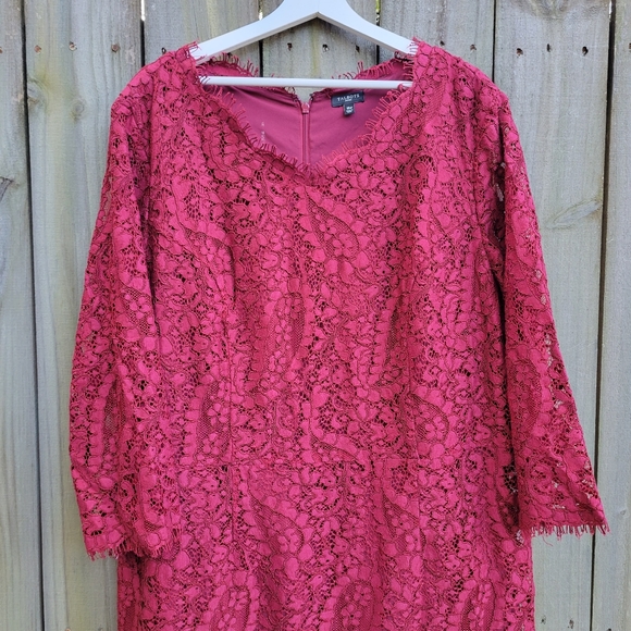 Talbots Paisley Lace Sheath Dress Cocktail Wine Red Burgundy 18W - Picture 7 of 7